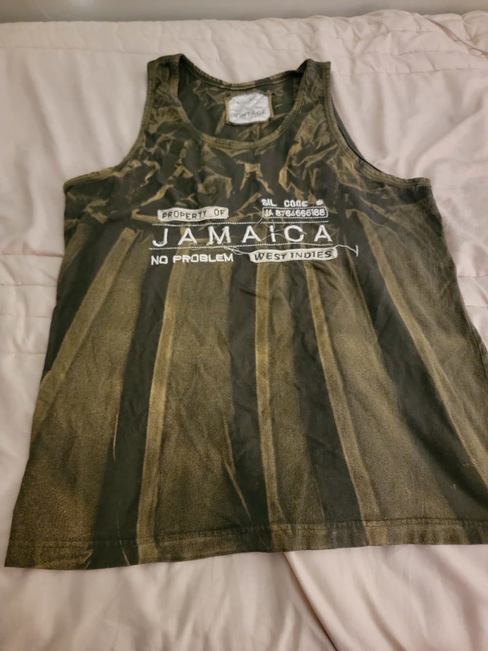 Mens Green & Black Jamaica Tank Top
